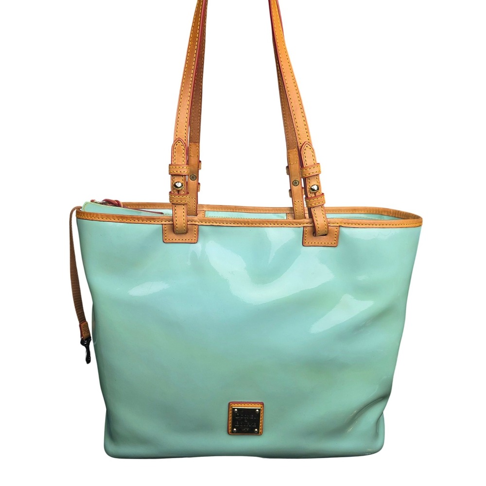 Dooney & Bourke Flynn Tote Large Celery Green Patent Leather Shoulder Bag Purse